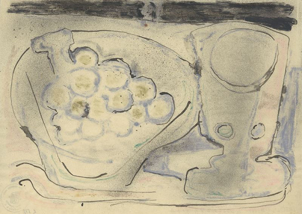 Jan Benda – Zátiší s mísou hroznového vína 