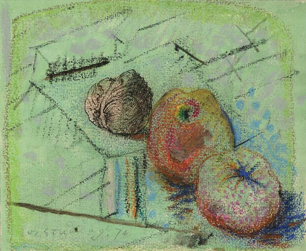 Vladimír Studený – Zátiší s jablky a ořechem 