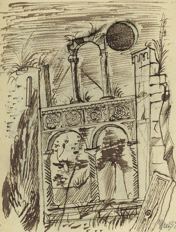 František Tichý – Kresba k ilustraci k Lermontově básni "Démoni"