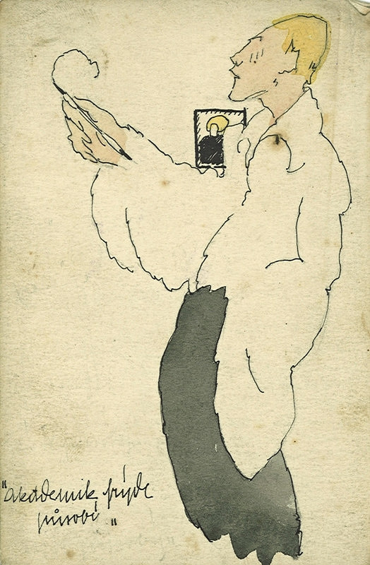 František Tichý – Karikatura malíře Antonína Frýdla 