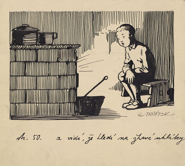 Rudolf Adámek – Ilustrace ..a vidí, že hledí na žhavé uhlíky 