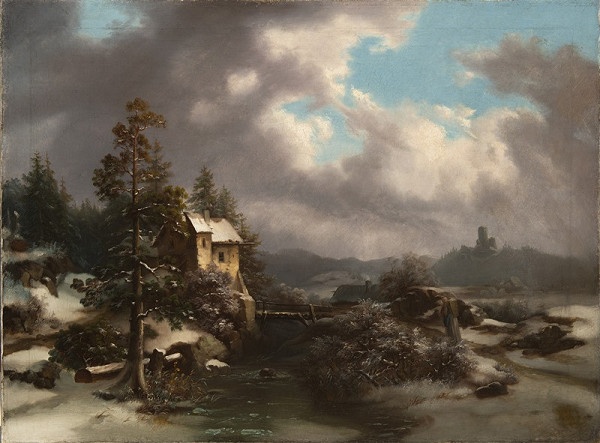 Neznámý německý mistr 19.století – Zimní krajina s hradem