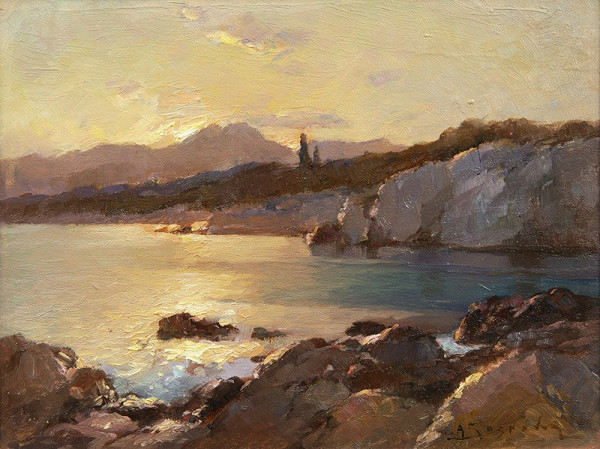 Arseni Sosnovsky – Západ slunce nad zálivem v Kupary 