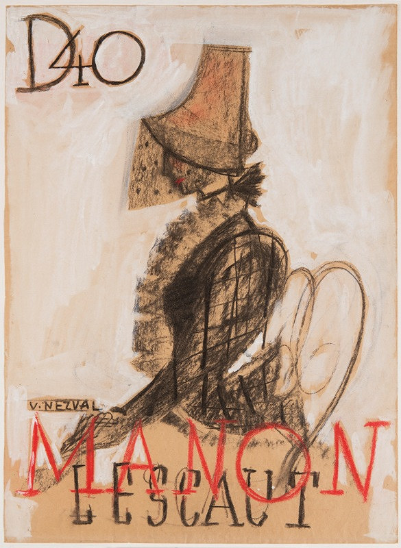 František Tichý – Návrh na plakát divadelního představení Manon Lescaut