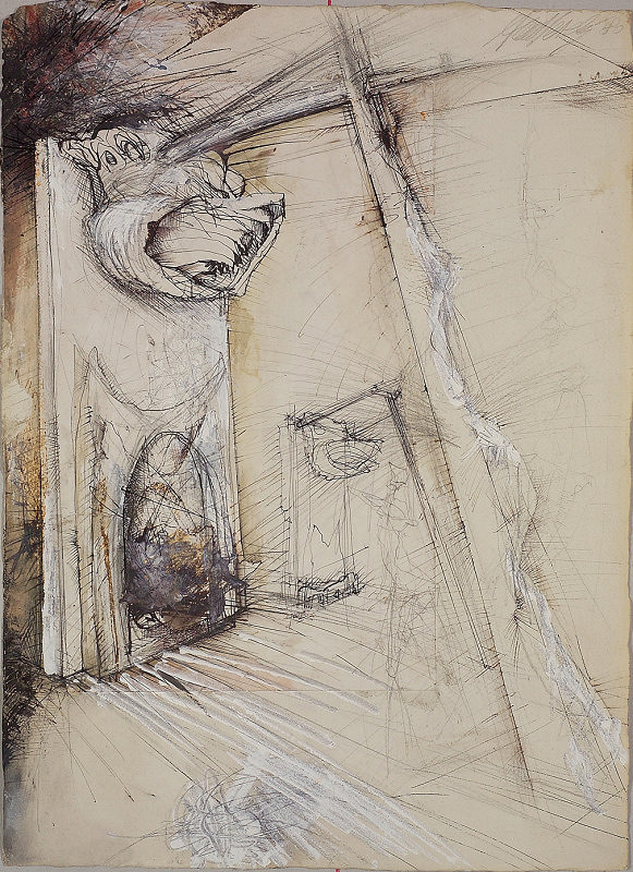 Aleš Veselý – Brána (kresba k plastice) 