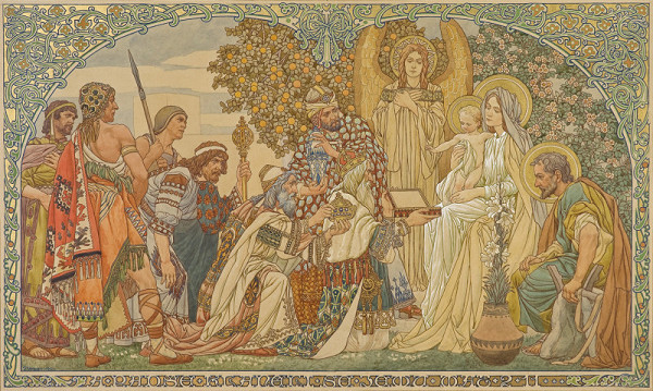 František Urban – Tři králové (návrh nástěnné malby kostela Nanebevzetí Panny Marie v Gruntě)