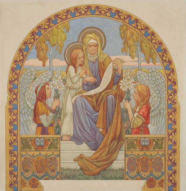 František Urban – Sv. Anna (návrh nástěnné malby kostela Nanebevzetí Panny Marie v Gruntě) 