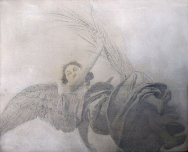 Jan Preisler – Studie anděla k fresce v kostele Nanebevzetí Panny Marie v Přešticích