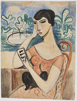 Bedřich Piskač – Sedící dívka u stolu čtoucí 