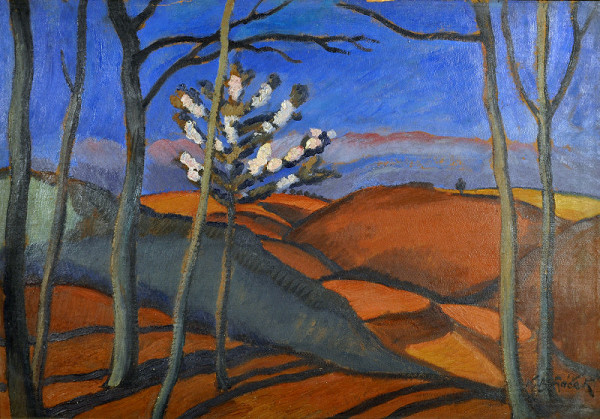 Karel Boháček – Krajina s kvetoucím stromem