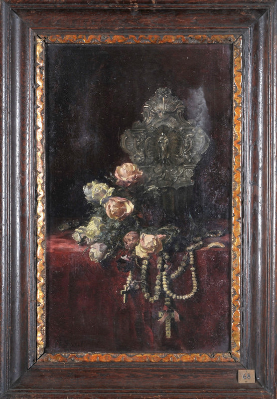 M. Stieckel (Stieckelová) – Zátiší s růžencem 