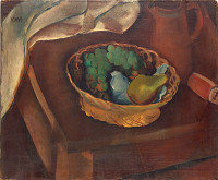 Georg Kars – Zátiší s hroznem vína v košíku 