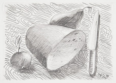 Antonín Střížek – Zátiší s chlebem (list katalogu výstavy "Zátiší" Na bidýlku 1994) 