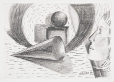 Antonín Střížek – Metafyzické zátiší (list katalogu výstavy "Zátiší" Na bidýlku 1994) 