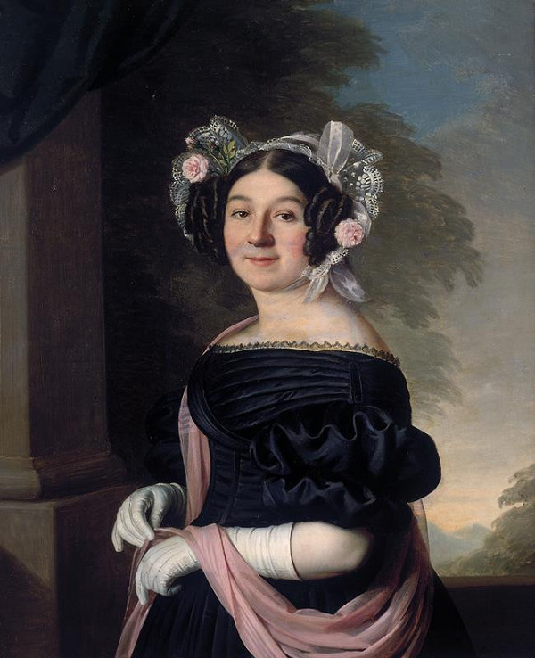 Anton Einsle – Podobizna ženy s růžovou šálou