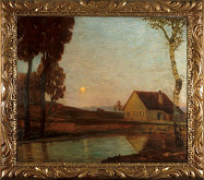 Eduard Kasparides – Krajina s řekou za měsíční noci 