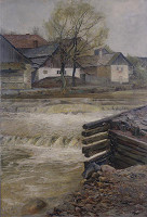 Alois Kalvoda – Splav v Lochovicích nad Litavou(Partie ze vsi Litavy) 