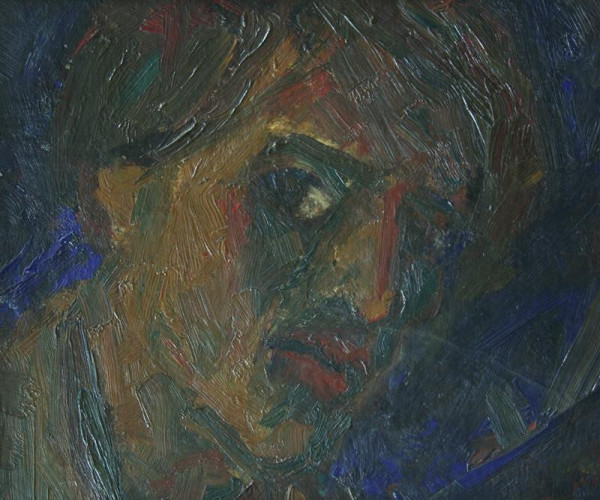 Václav Chad – Vlastní podobizna s modrým pozadím 