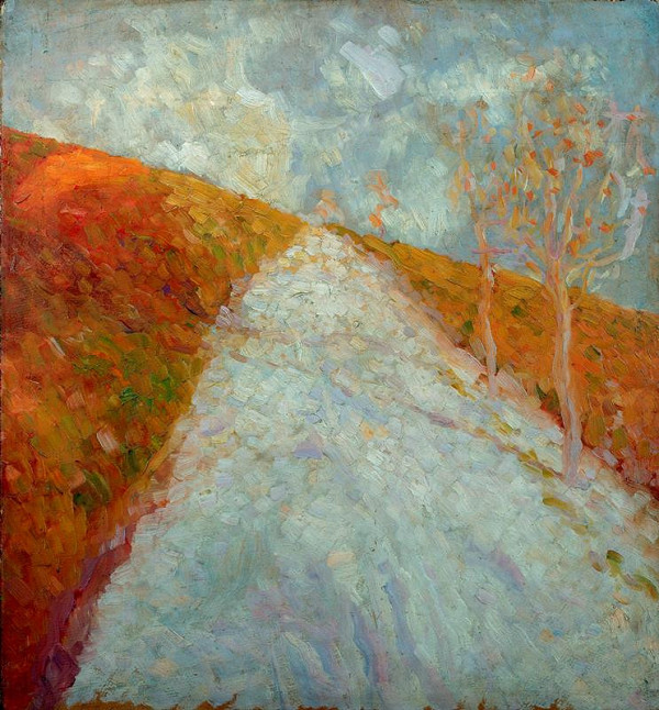 Jindřich Prucha – Podzimní krajina se stromy a silnicí 