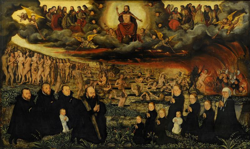 Monogramista HG – Poslední soud s donátory: epitaf neznámé rodiny, 1568, Moravská galerie 