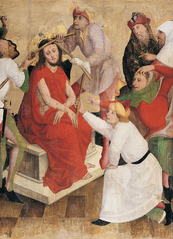 Mistr legendy sv.Osvalda - dílna nebo následovník – Stětí sv. Jakuba, revers Korunování trním 