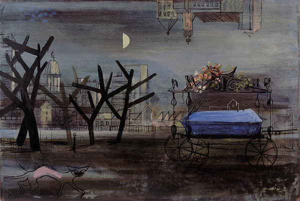 František Kaláb – Město s pohřebním vozem a kočkou 