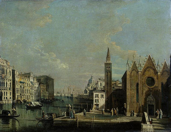 Giovanni Antonio Canal zv. Canaletto - dílna – Pohled na Canalo Grande od kostela St. Maria della Caritá k přístavu u San Marca 