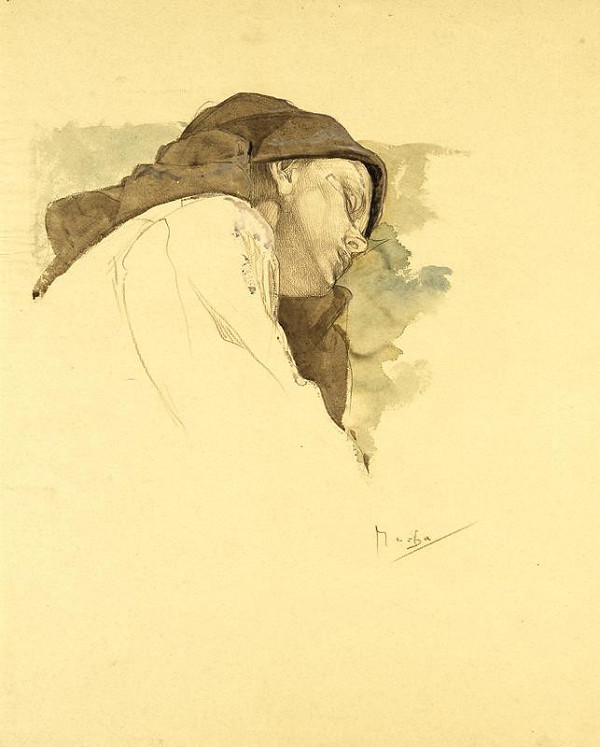 Alfons Mucha – Studie k Blahoslaveným lkajícím 