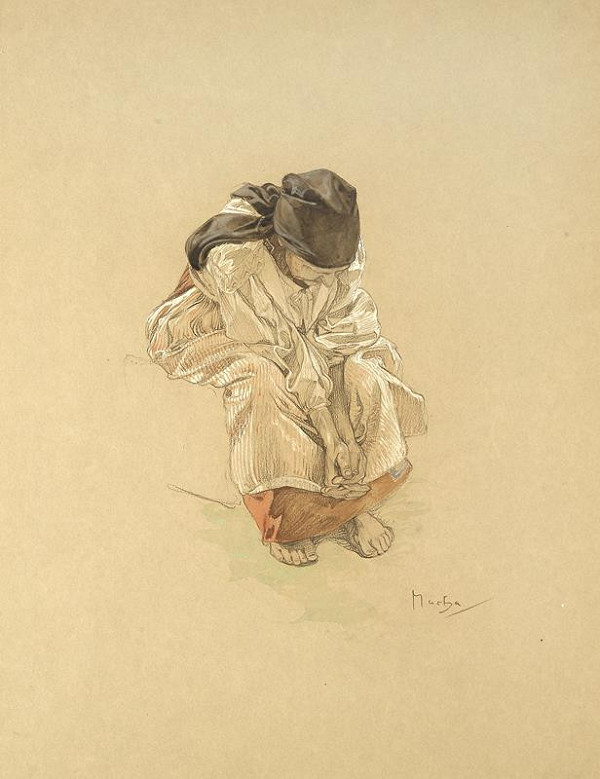 Alfons Mucha – Studie sedící ženy
