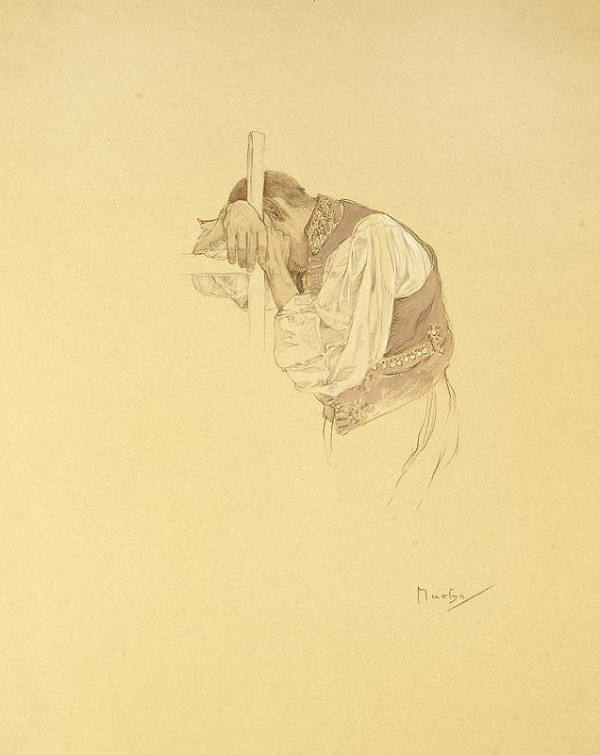 Alfons Mucha – Studie sedícího muže