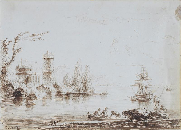 Gregorio Fidanza – Mořské pobřeží s pevností 