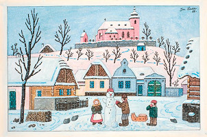 Josef Lada – Stavění sněhuláka 