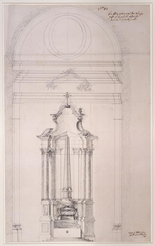 Franz Anton Grimm – Nákres bočního oltáře, Melk 