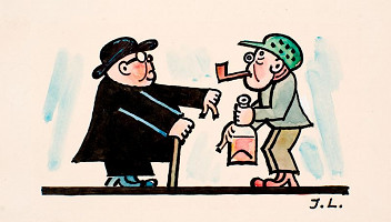 Josef Lada – Velebníček a hříšník, kresba  pro Kvítko z čertovy zahrádky 