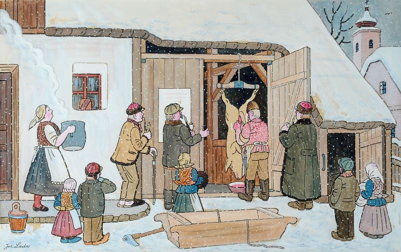 Josef Lada: Zabíjačka, 1942, Moravská galéria, Brno