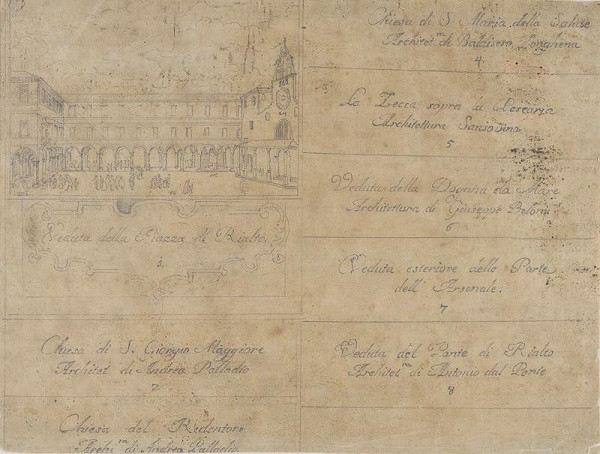 Giovanni Antonio Canal zv.Canaletto - následovník – Titulní list skicáku benátských vedut 