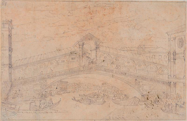 Giovanni Antonio Canal zv.Canaletto - následovník – Veduta del Ponte di Rialto