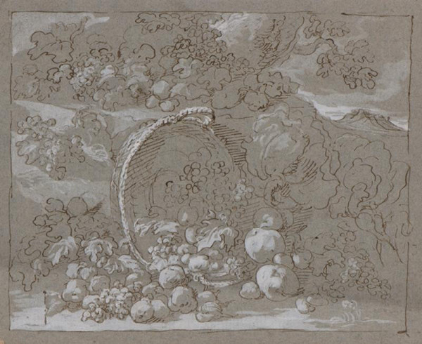 Johann Carl Loth zv. Carlotto – Venuše, Vulkán a Amor, verso: Zátiší s ovocem