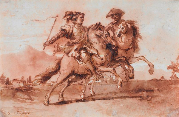 Giovanni Domenico Tiepolo – Dva jezdci v krajině