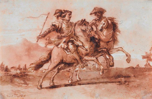 Giovanni Domenico Tiepolo – Dva jezdci v krajině 