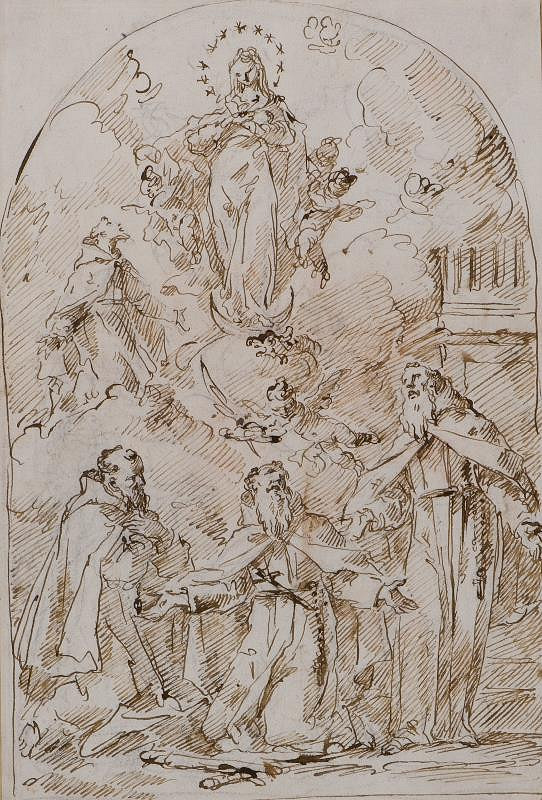 Gaspare Diziani – Immaculata uctívaná františkánskými světci 