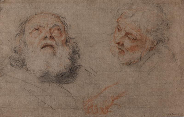 neznámý malíř italský – Studie hlav starců (Sv. Petr a Pavel?)
