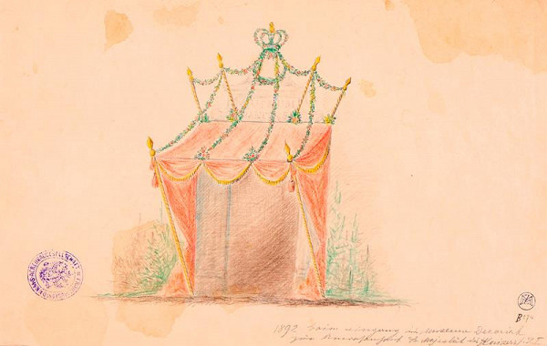 Mořic (Mauritz) Vilém Trapp – Výzdoba vchodu do zemského muzea při příležitosti návštěvy Fr. Josefa I.