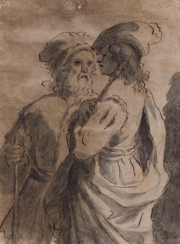 Giovanni Francesco Barbieri zv. Guercino - podle – Trojportrét starce a mladíka