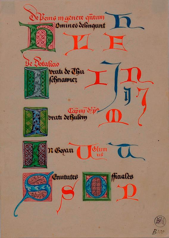 Mořic (Mauritz) Vilém Trapp – Ukázky z písma 15.stol., Moravská galerie, 2. pol. 19. storočia