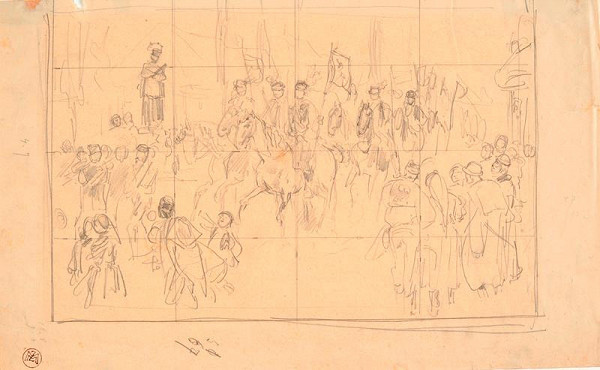 Vilém (Willi) Grögler – Jízda králů (skica k obrazu) 