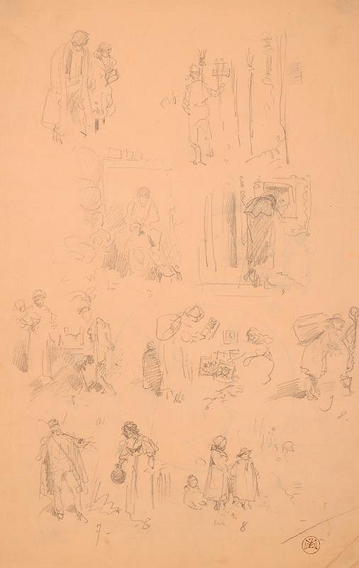 Vilém (Willi) Grögler – 11 výjevů ze života slováckého (na obou stranách listu) 