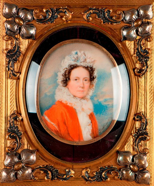 Moritz Michael Daffinger – Podobizna ženy v červeném šatě 