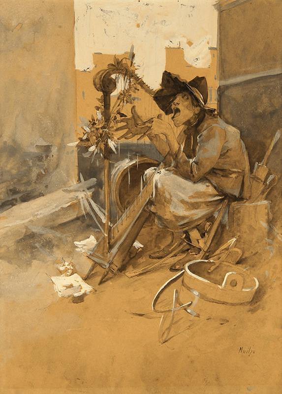 Alfons Mucha – Harfenistka