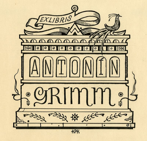 Jan Konůpek – Návrh na:  Antonín Grimm Ex libris 